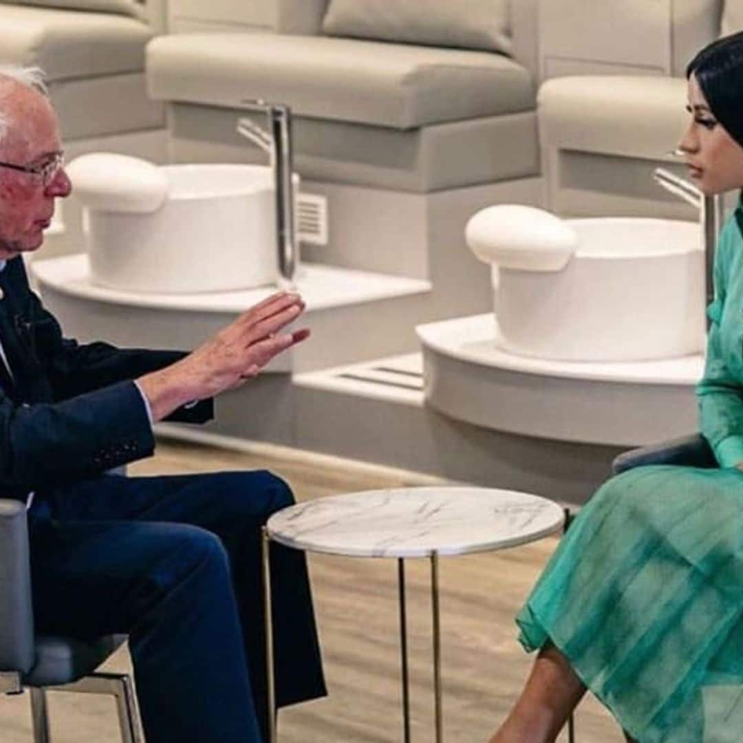 Cardi B talks her financial struggles as she grills Bernie Sanders in a nail salon