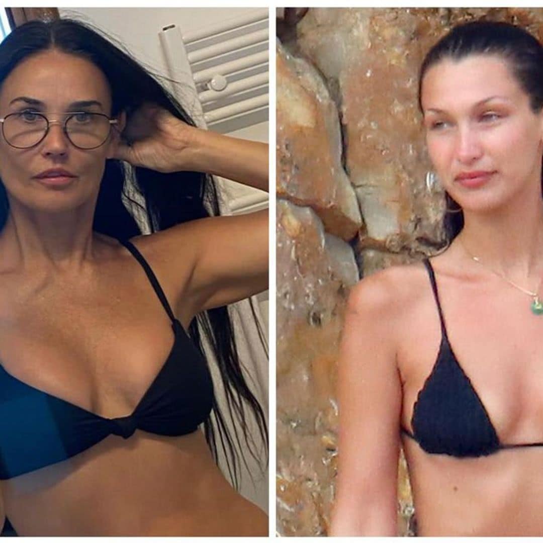 Bella Hadid and Demi Moore are bringing back little black bikinis this summer