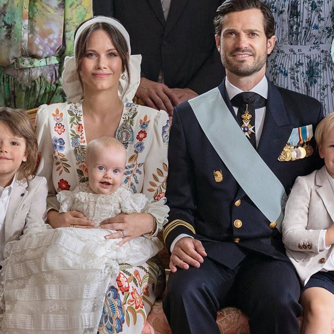 Prince Julian is a happy baby smiling in official christening portraits