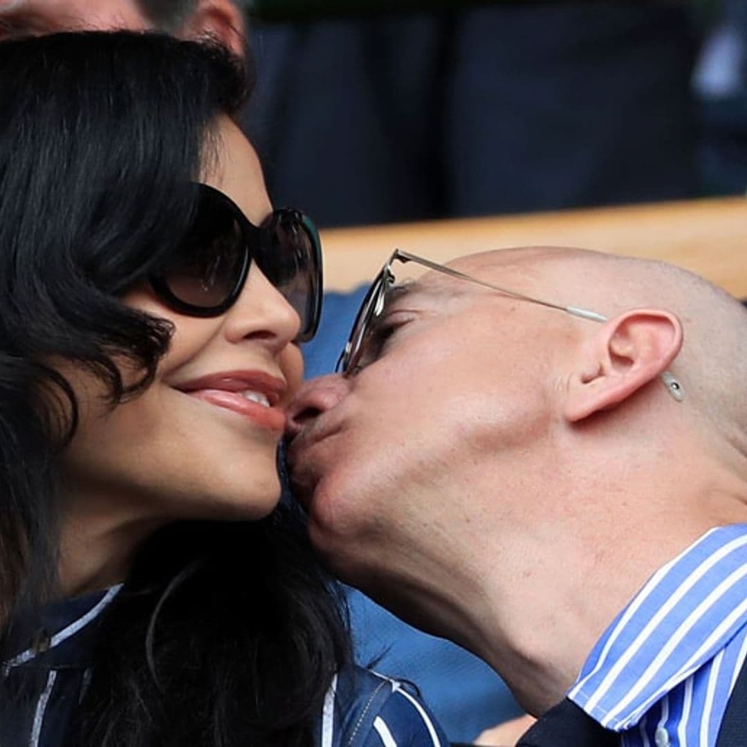 Jeff Bezos and Lauren Sanchez share a kiss during day date at Wimbledon