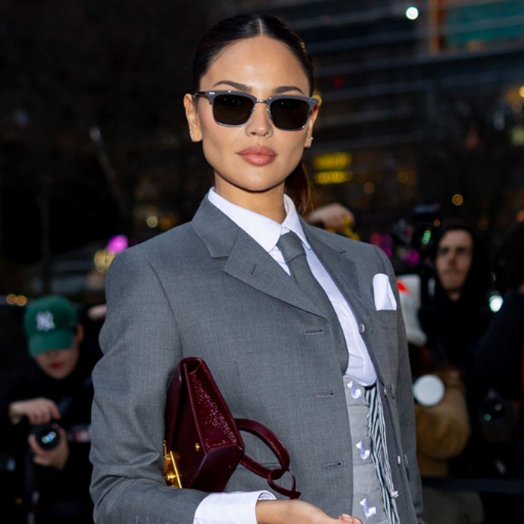 Eiza González & Peso Pluma stun in Thom Browne’s monochrome signature style