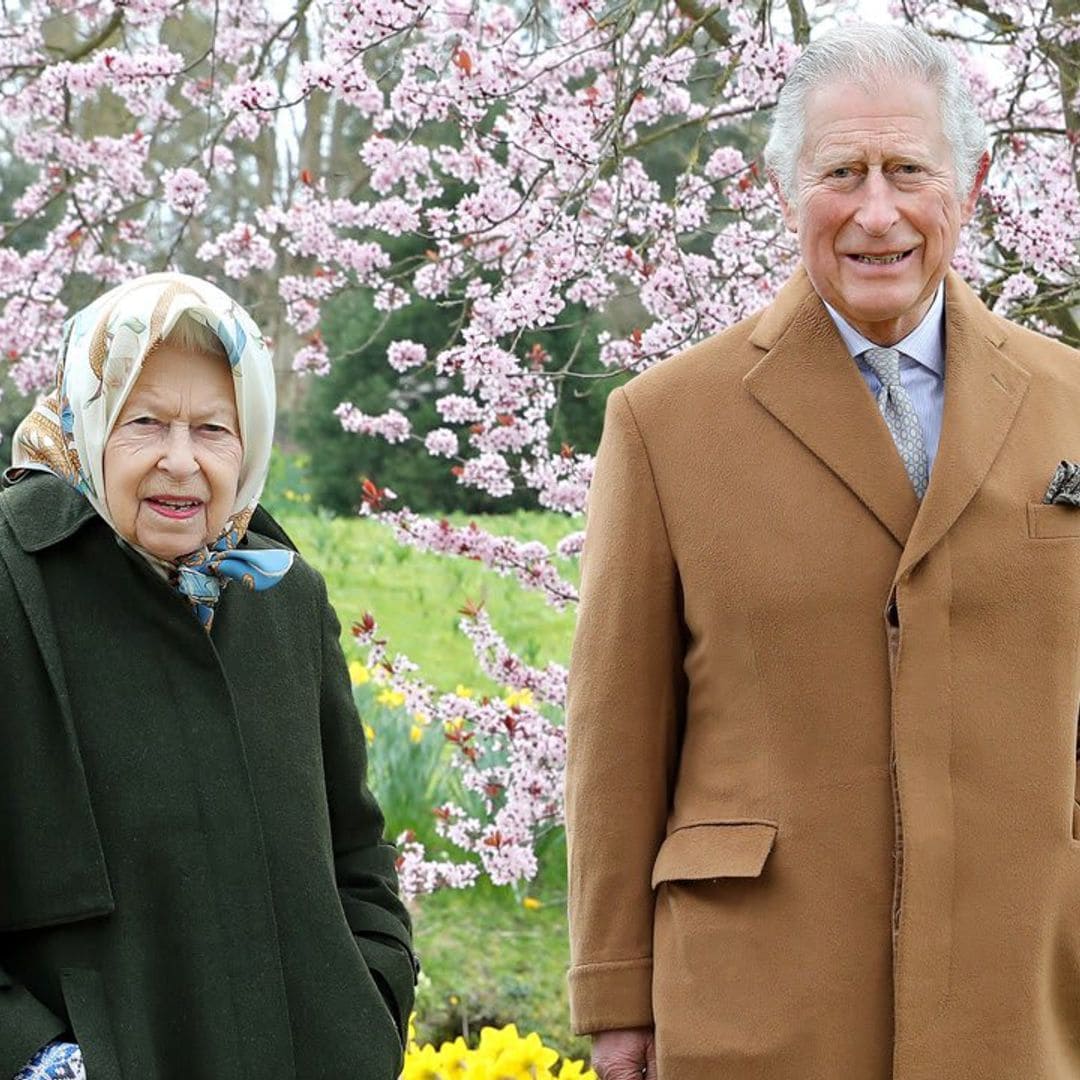 Queen Elizabeth and Prince Charles enjoy a cozy walk before Easter with Prince Phillip