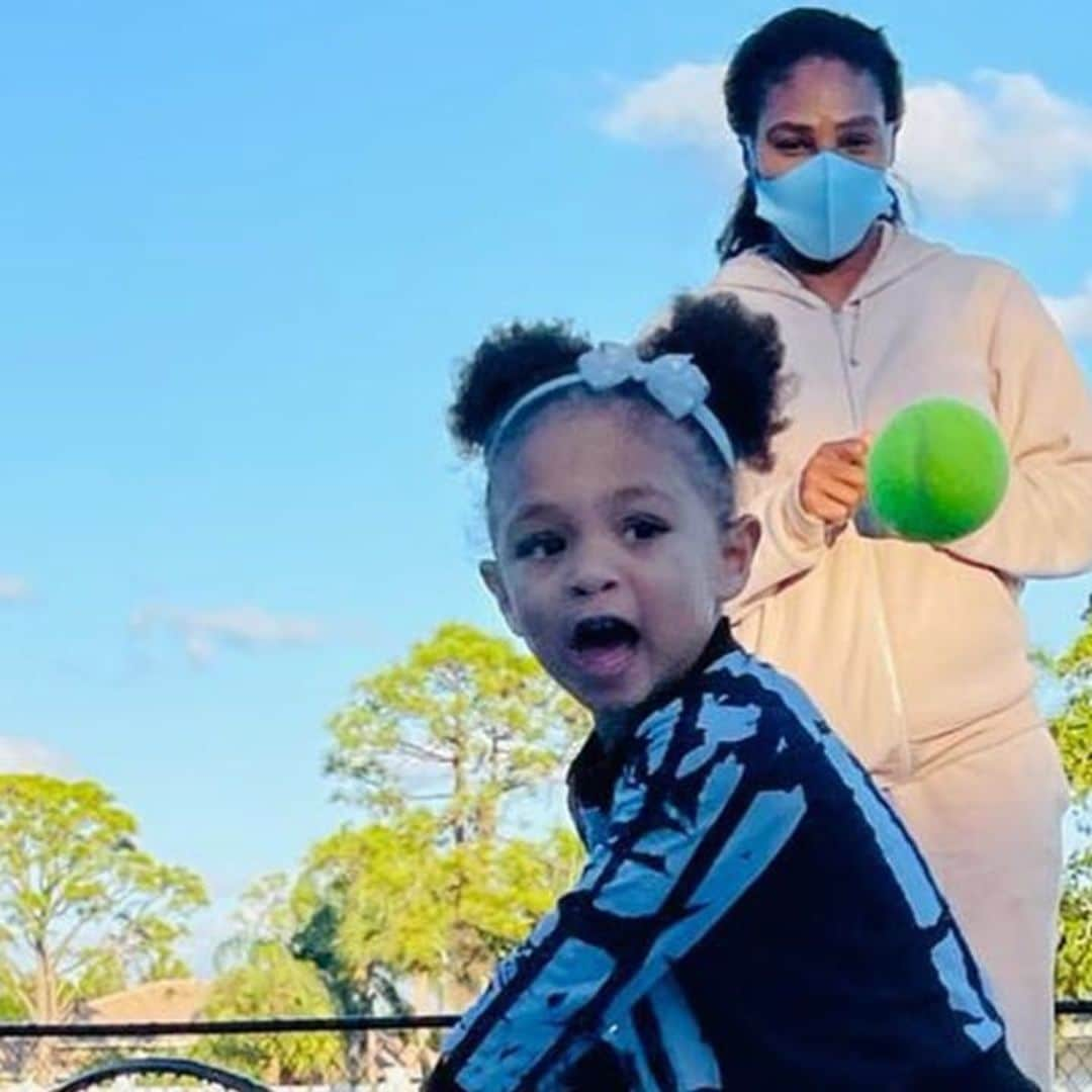 Serena Williams shares adorable photo of daughter Olympia’s tennis lesson