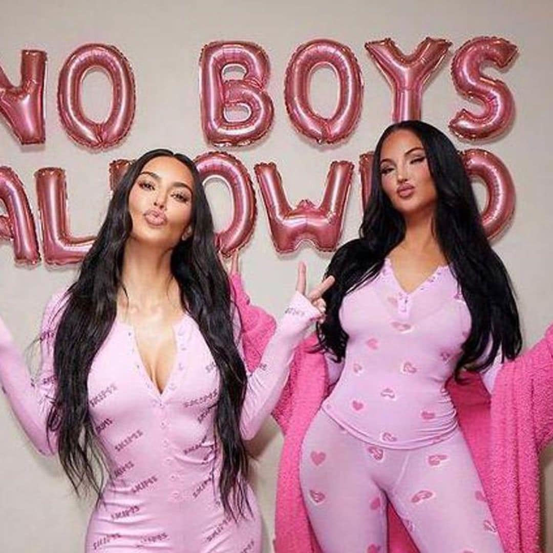 Kim Kardashian throws a ‘no boys allowed’ all-pink slumber party for Natalie Halcro