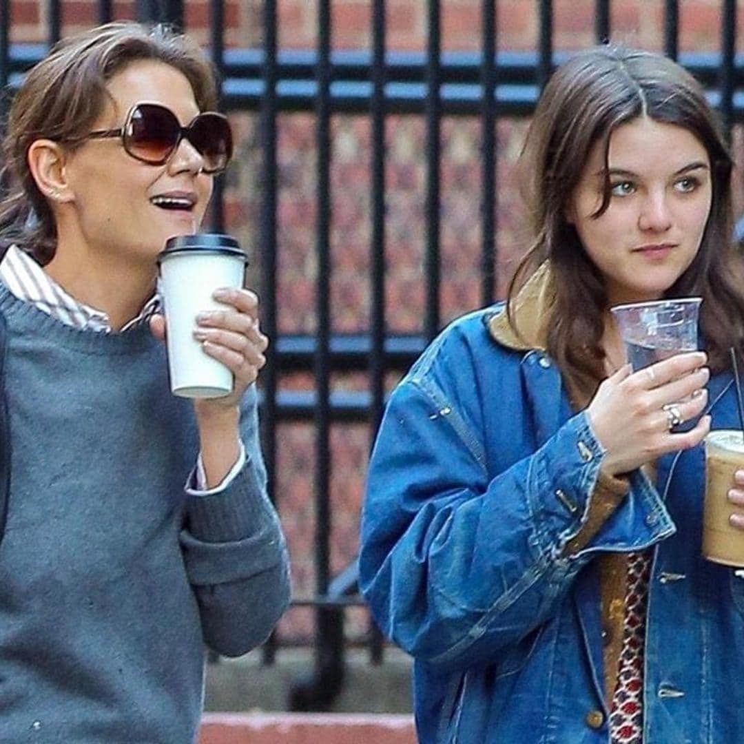 Suri Cruise and Katie Holmes look like sisters on a fashionable coffee date