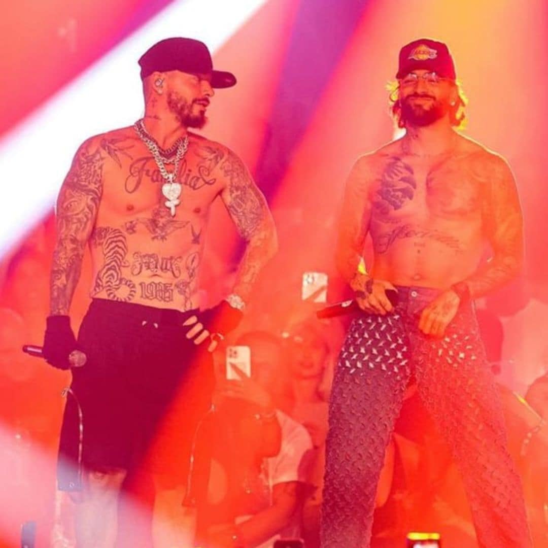 Maluma and J Balvin join forces on stage after a decade and unleash a battle of abs