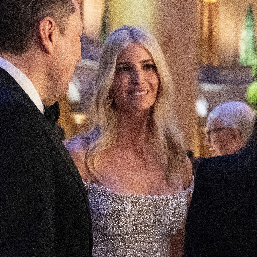 Ivanka Trump dazzles in crystal and pearl embroidered gown on the eve of her father's inauguration