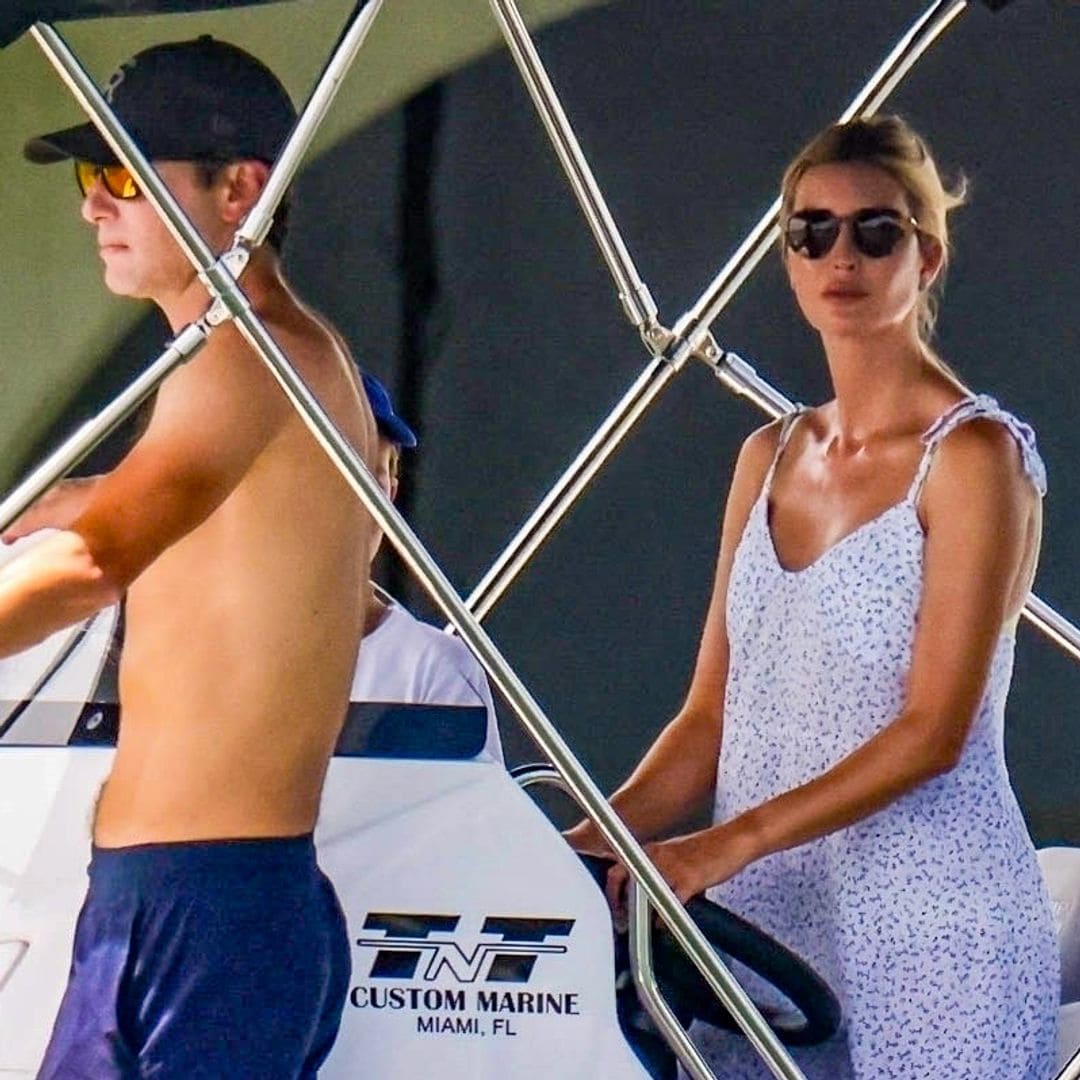 Ivanka Trump wears a white dress for Miami boat ride with her family