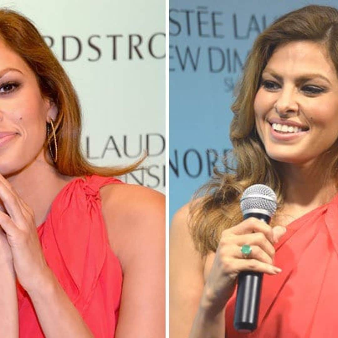 Eva Mendes continues to wear giant emerald ring while promoting projects