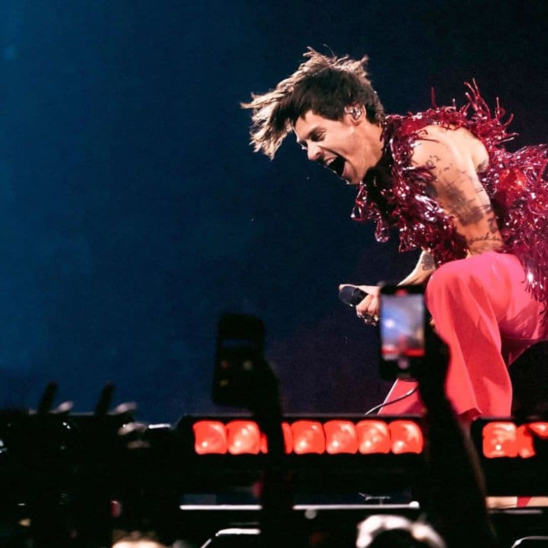 Harry Styles helps fan with their gender reveal onstage at concert