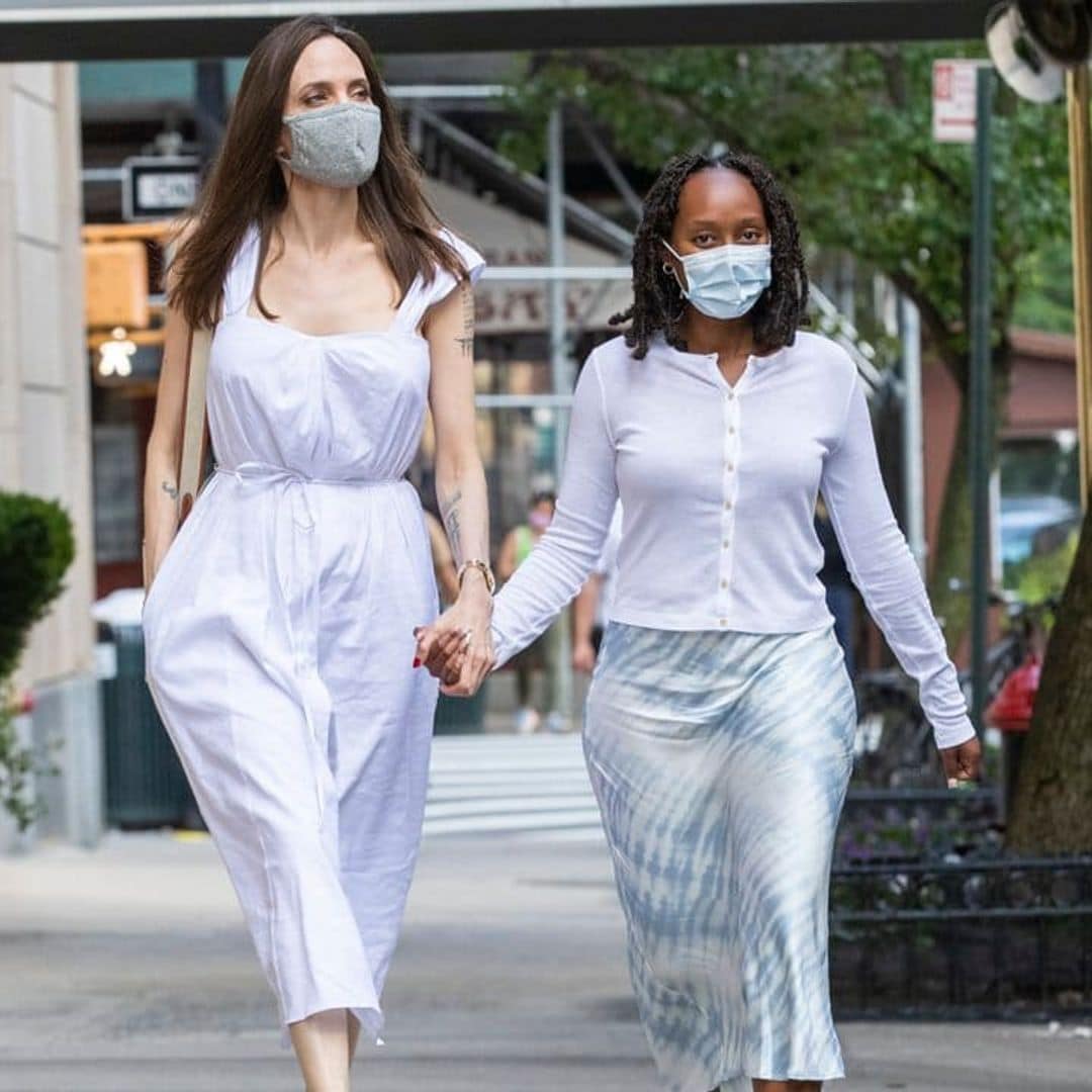 Angelina Jolie and her daughter Zahara wear matching ensembles in NYC