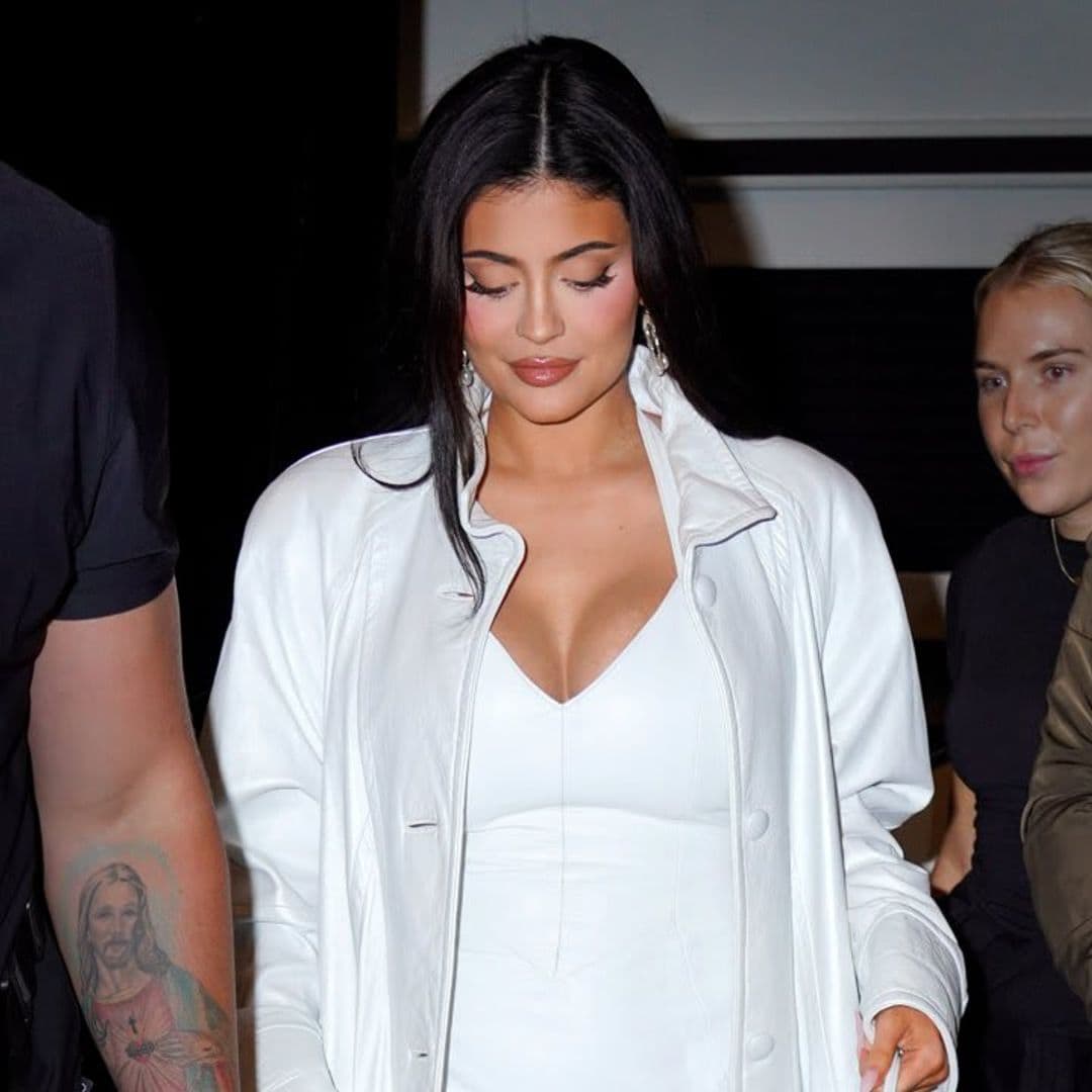 Kylie Jenner showed off her baby bump in a white mini dress at NYFW