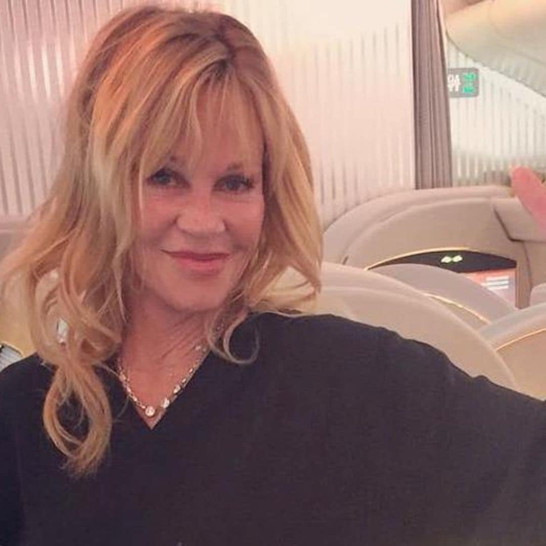 Melanie Griffith shares selfie wearing lingerie and heels for a good cause