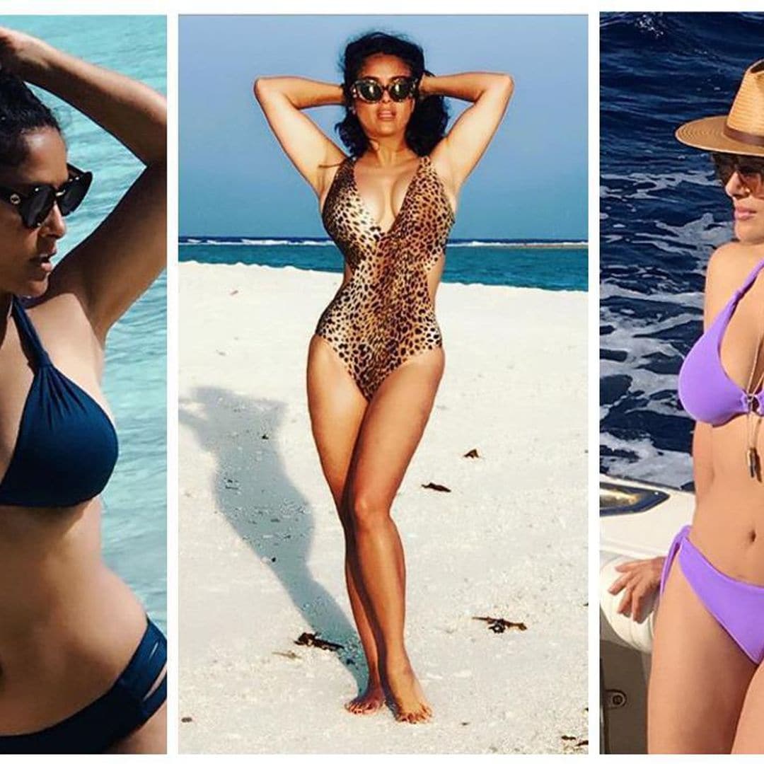 Let Salma Hayek teach you how to master posing in a bathing suit this summer