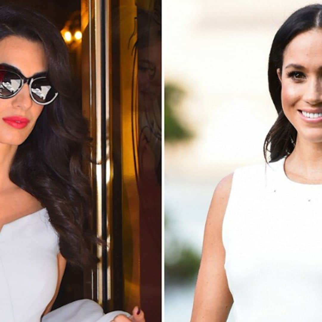 Amal Clooney channels her friend, Meghan Markle in a stunning little white dress