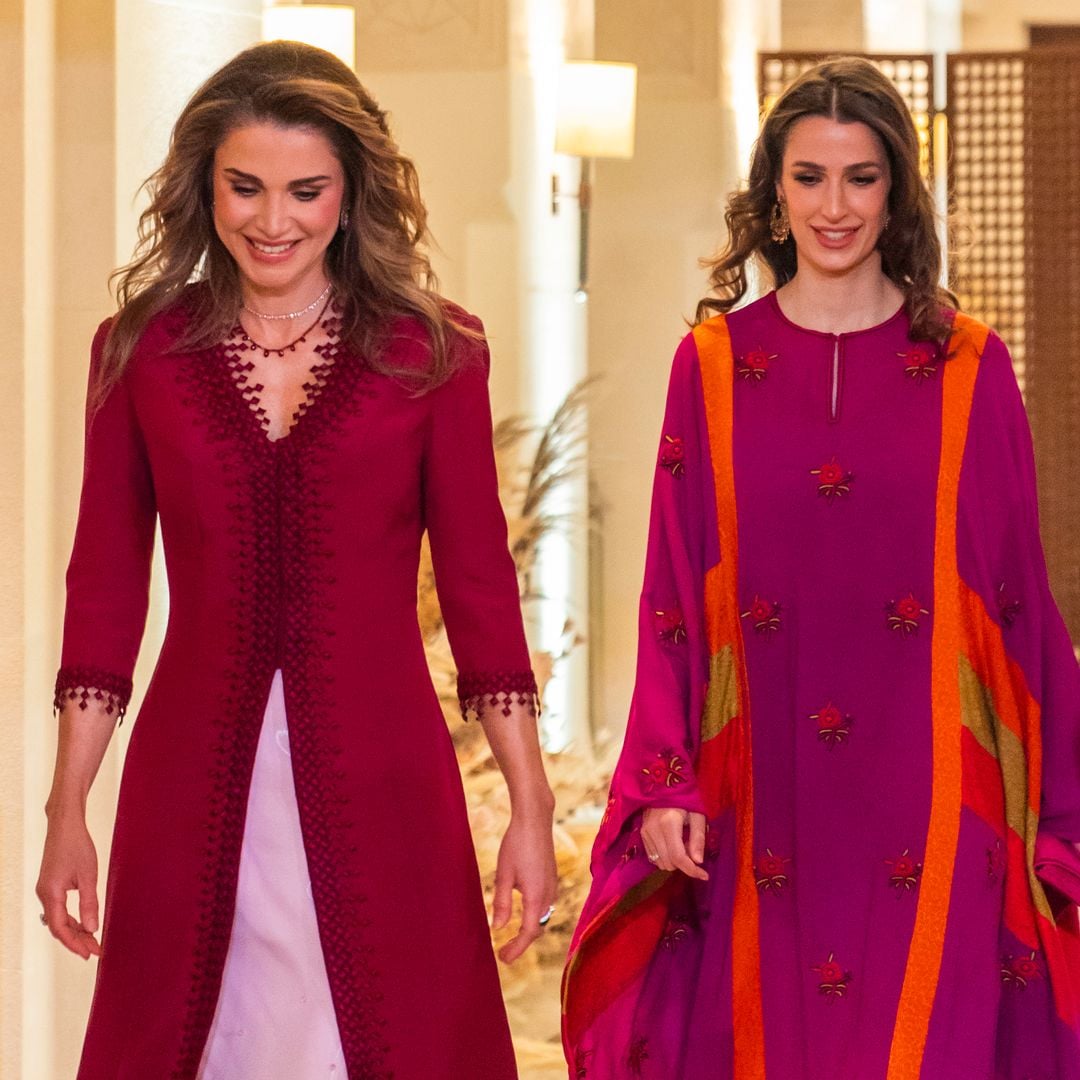 Queen Rania and daughter-in-law Princess Rajwa make stylish duo as they step out in Jordan