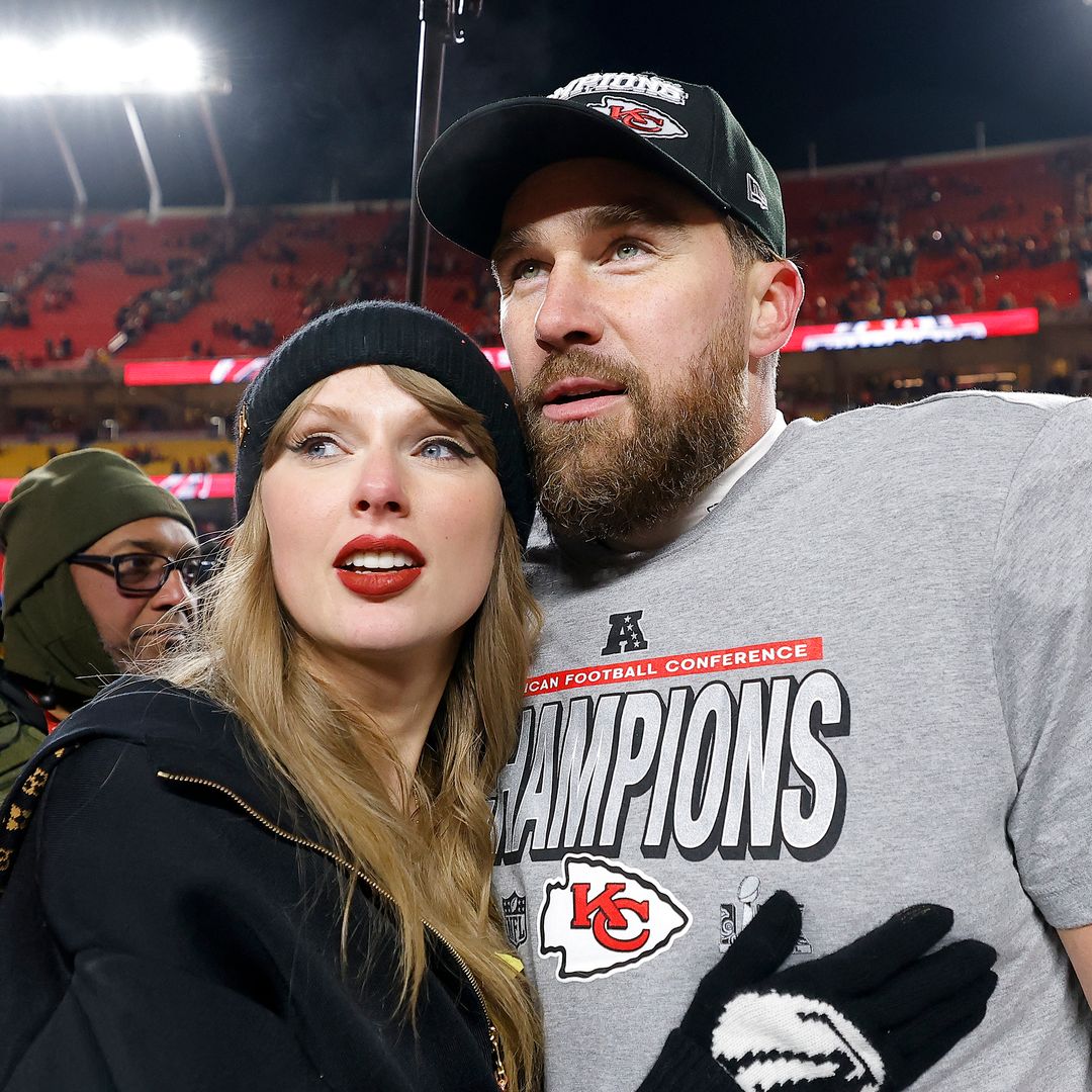 Taylor Swift and Travis Kelce celebrate Super Bowl qualification with a kiss; 'I'm so proud of you'