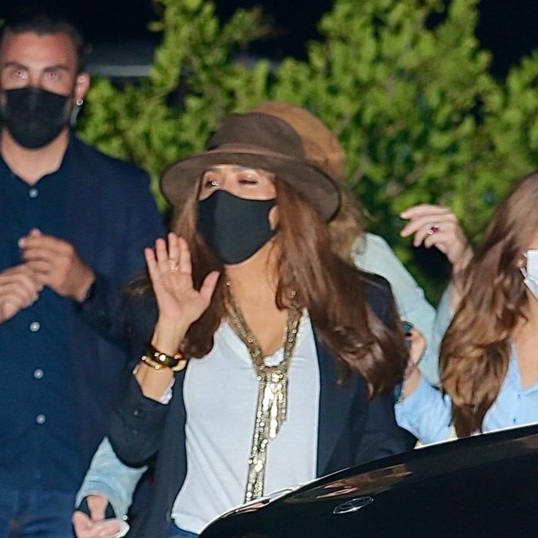 Salma Hayek looked fabulously chic leaving dinner at Nobu over the weekend