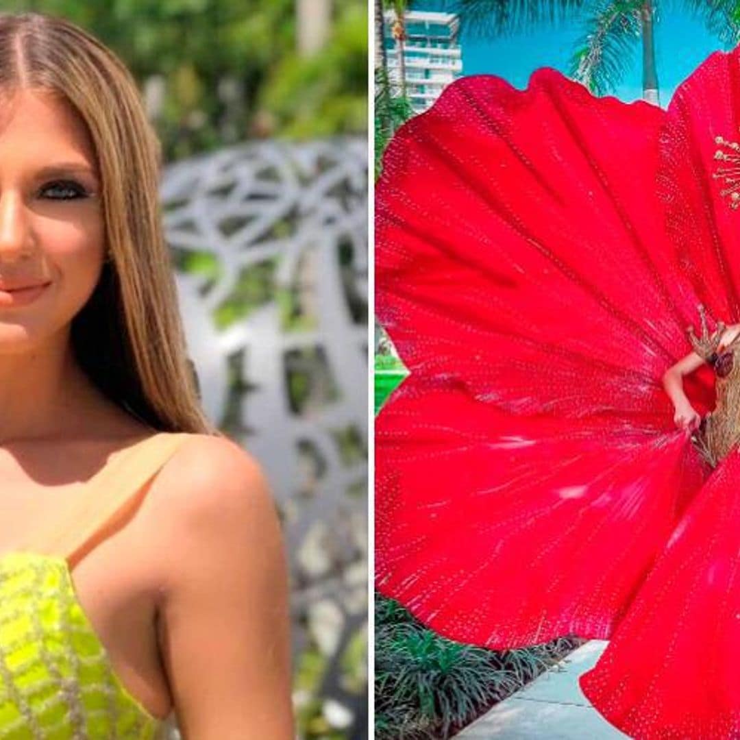 Miss Puerto Rico Madison Anderson's giant Miss Universe flower dress will blow you away