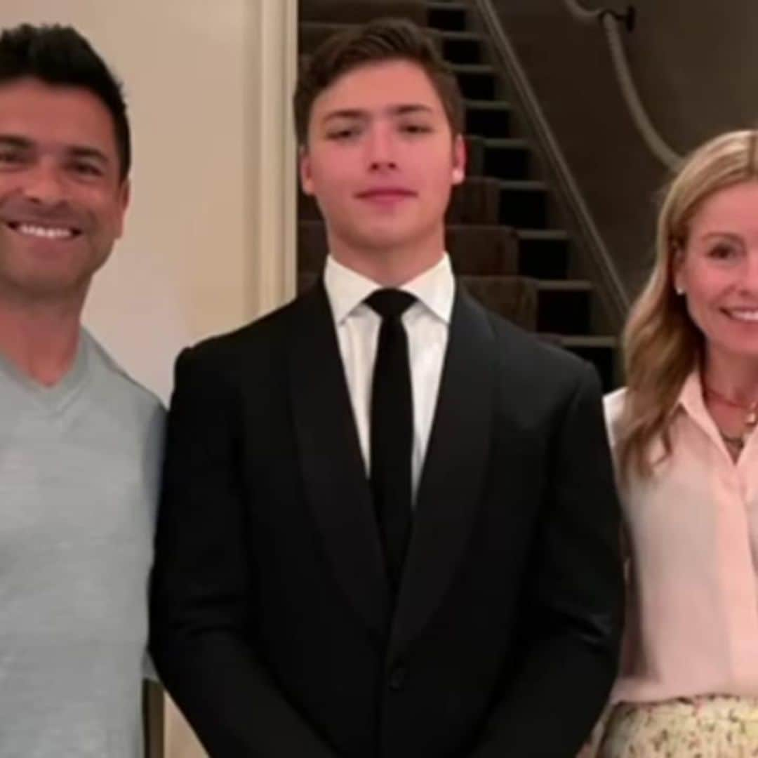 Kelly Ripa and Mark Consuelos’ son Joaquin wears dad’s tuxedo and shoes to prom