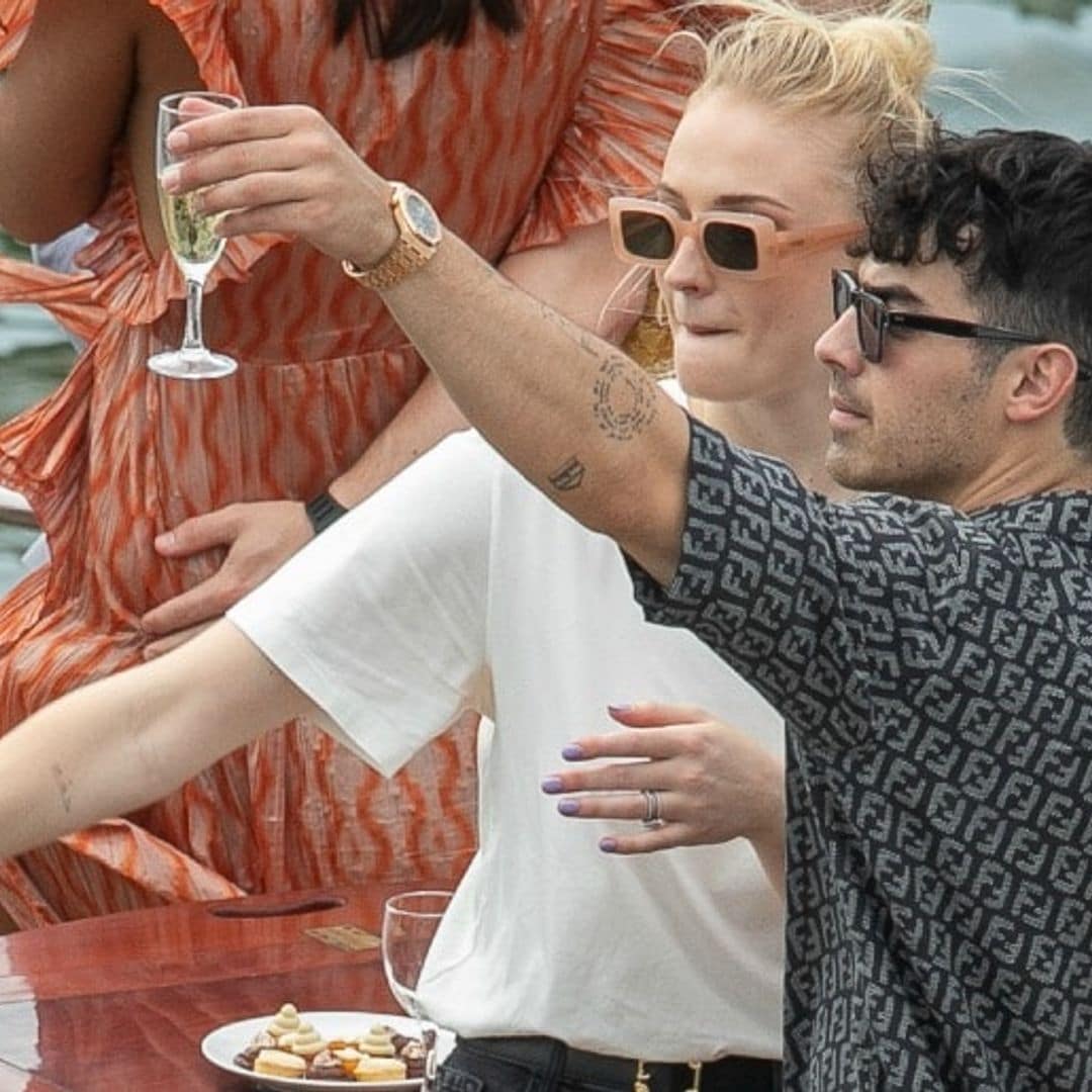 Sophie Turner and Joe Jonas pull baller move at starry pre-wedding white party