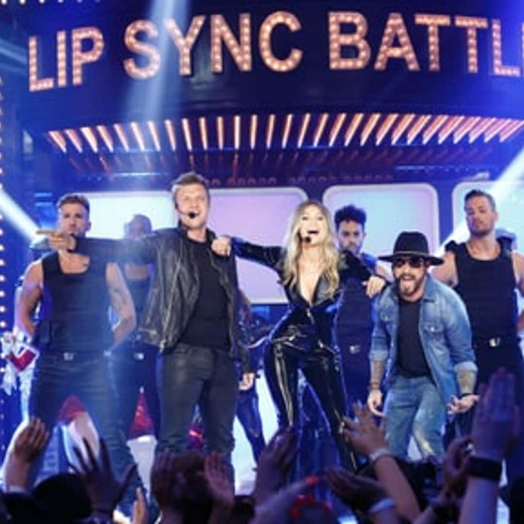 Gigi Hadid performs with the Backstreet Boys on 'Lip Sync Battle'