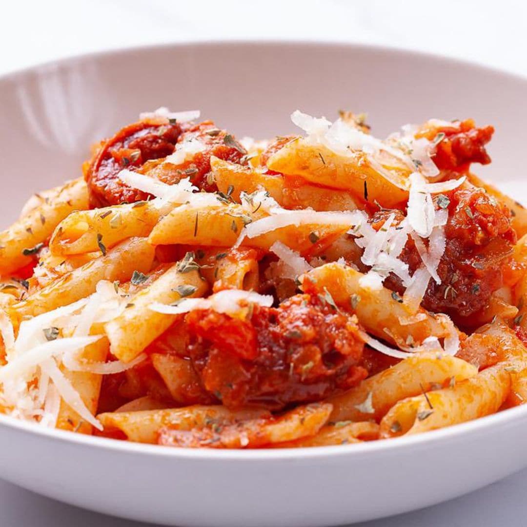 Recipe: Penne pasta with chorizo and tomato sauce