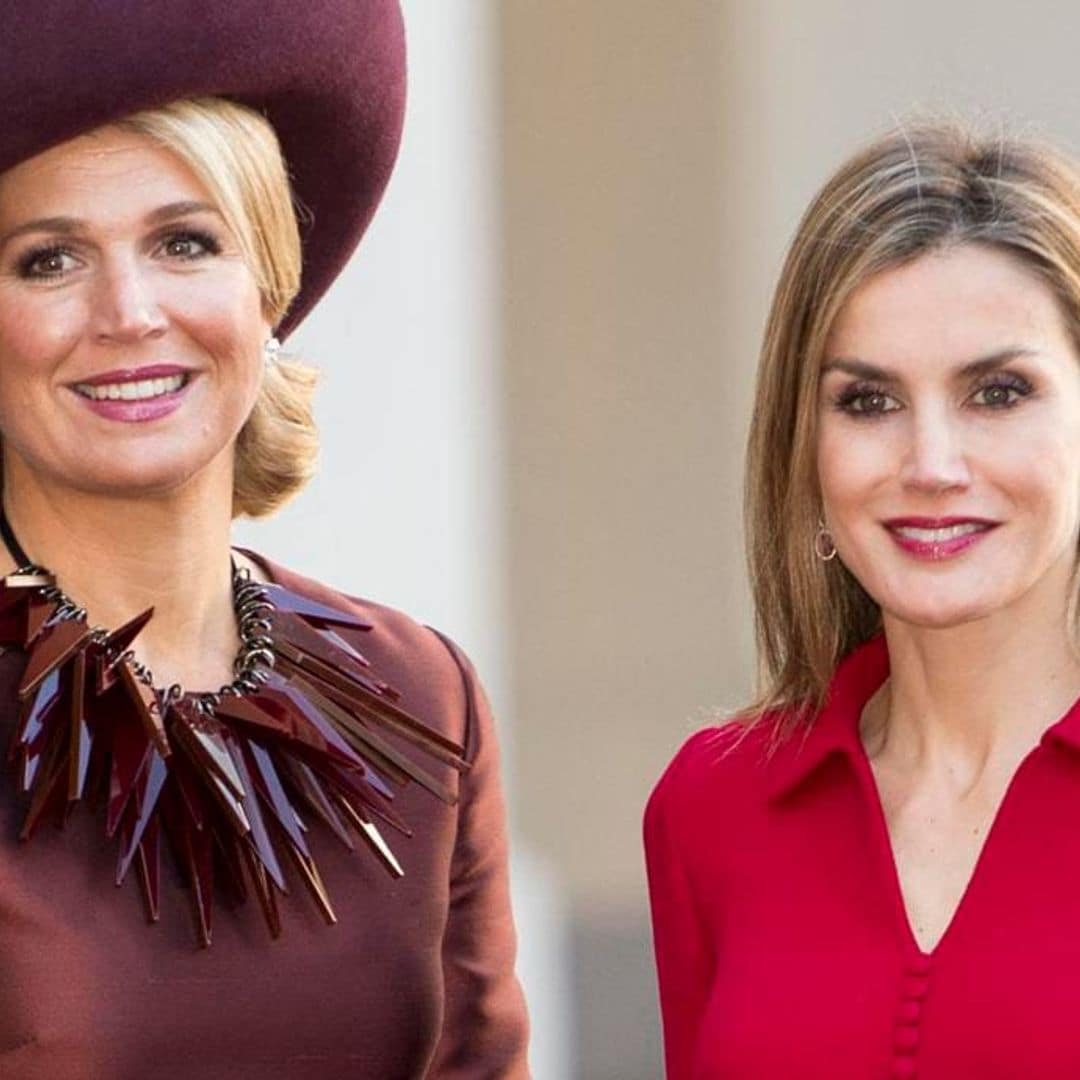 Queen Letizia and Queen Maxima paint the town red in head-to-toe scarlet looks