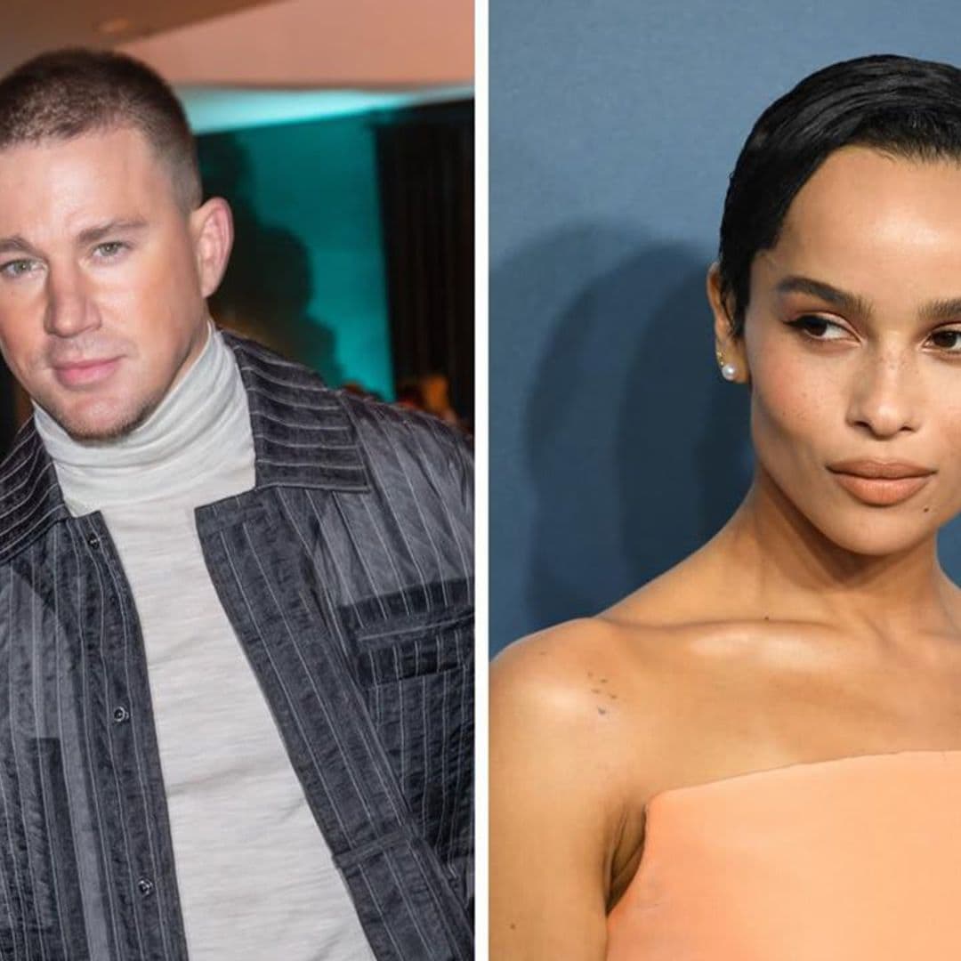 Zoë Kravitz holds Channing Tatum as she rides on the pegs of his BMX bike