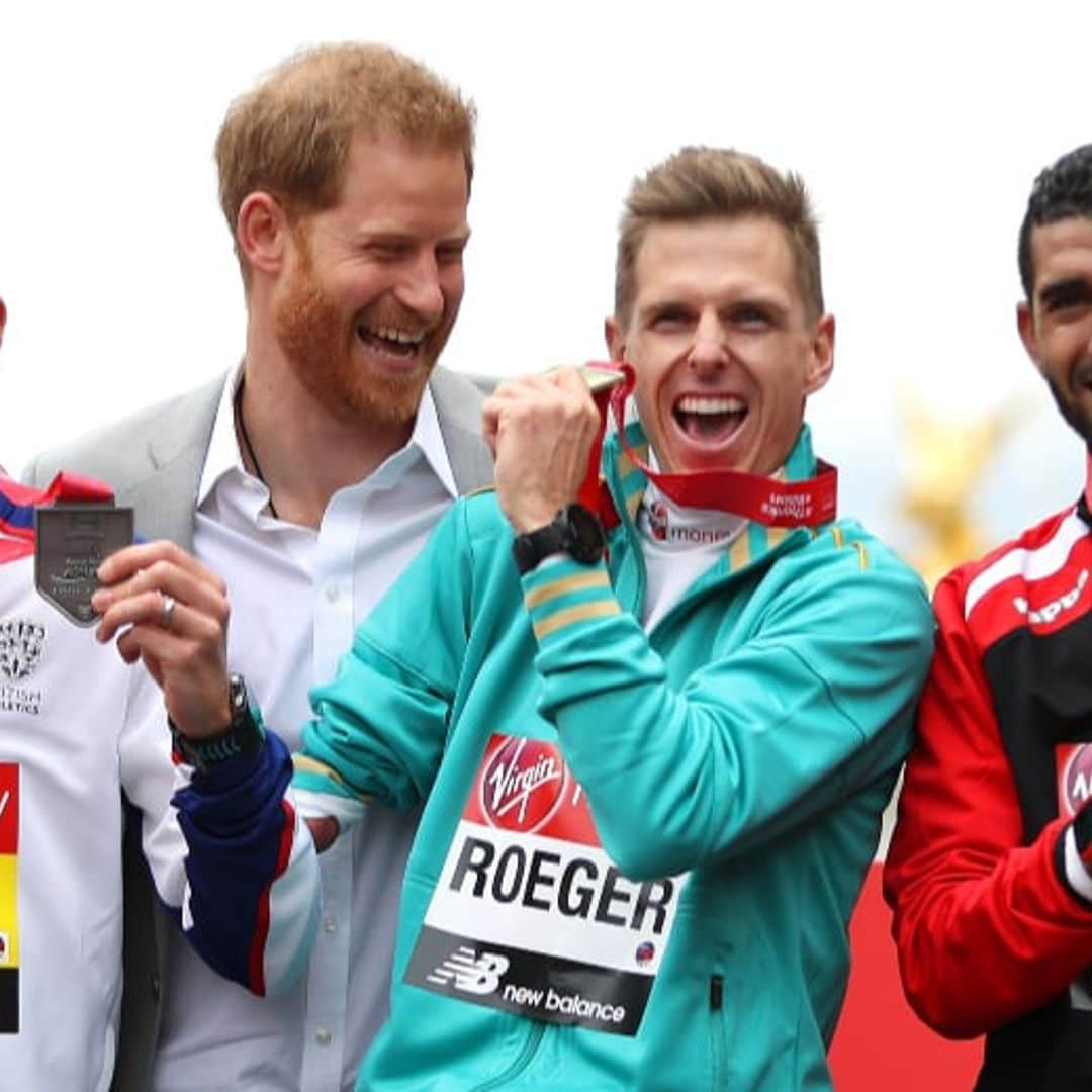 Prince Harry is all smiles at London Marathon as royal fans wait for Baby Sussex