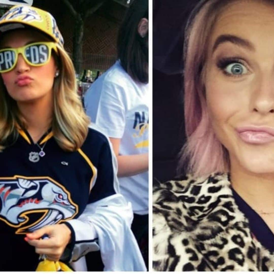 Carrie Underwood and Julianne Hough show team spirit for hockey beaus