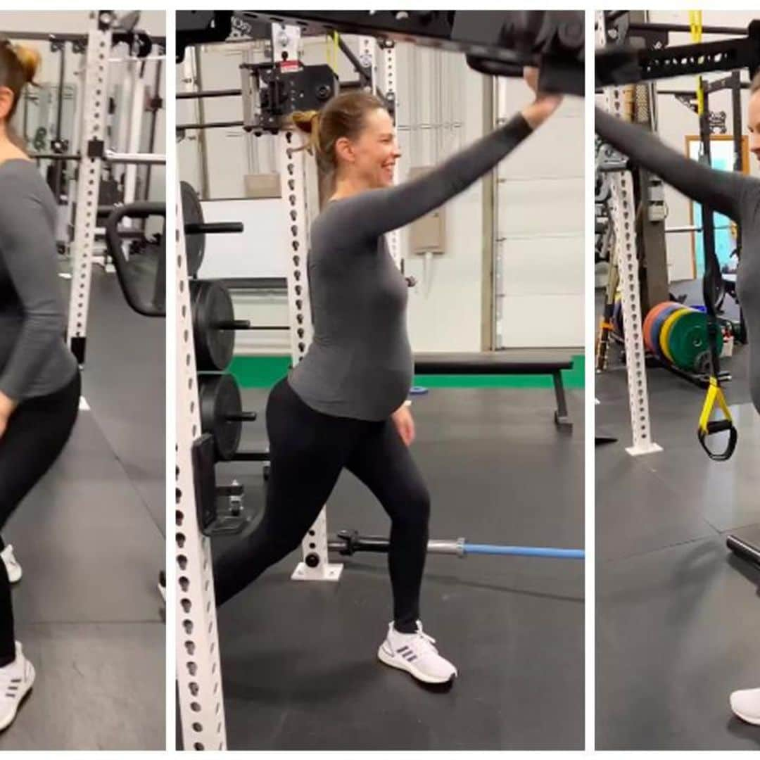 Hilary Swank shows off her hard work in the gym while pregnant with twins