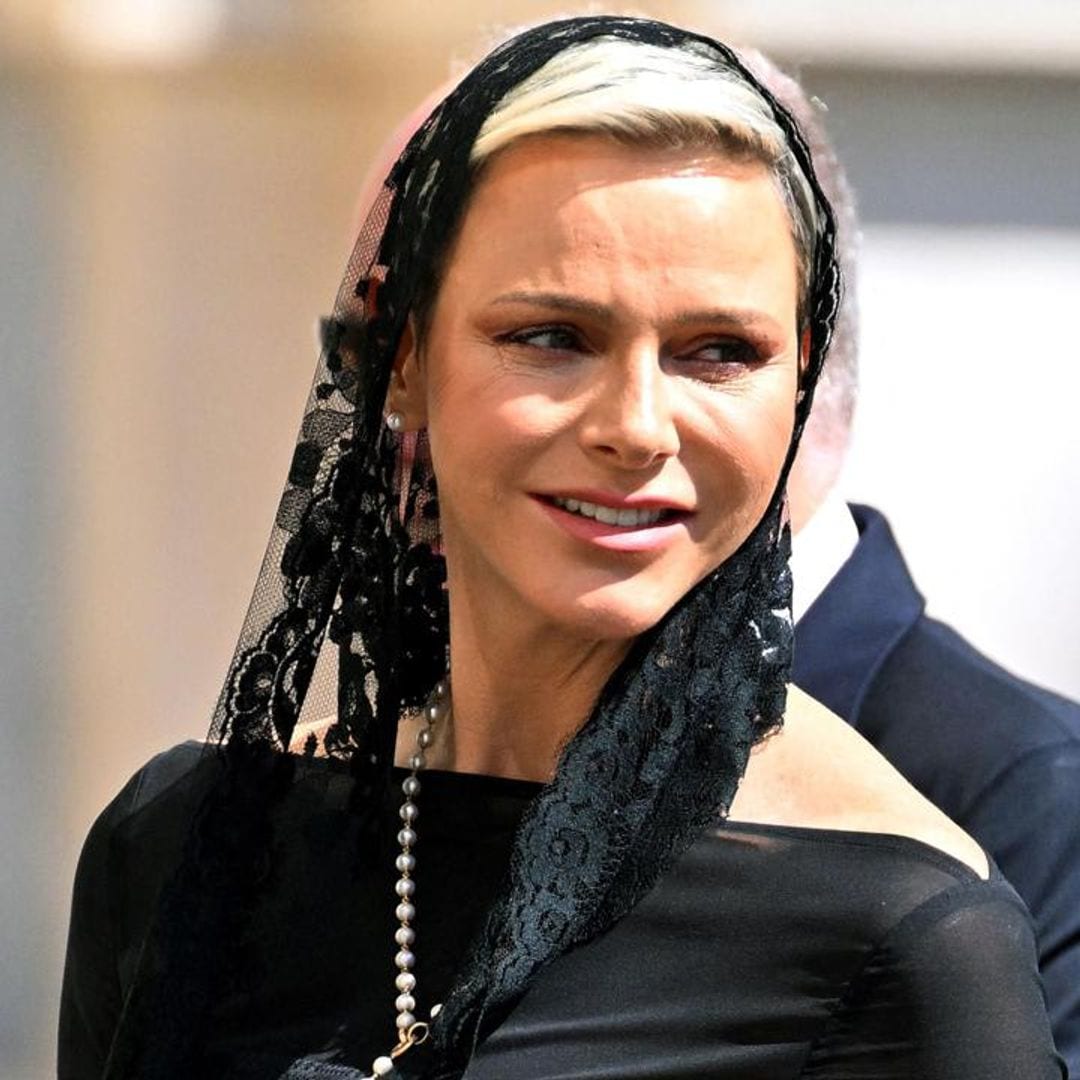 Princess Charlene wears black to meet with the Pope