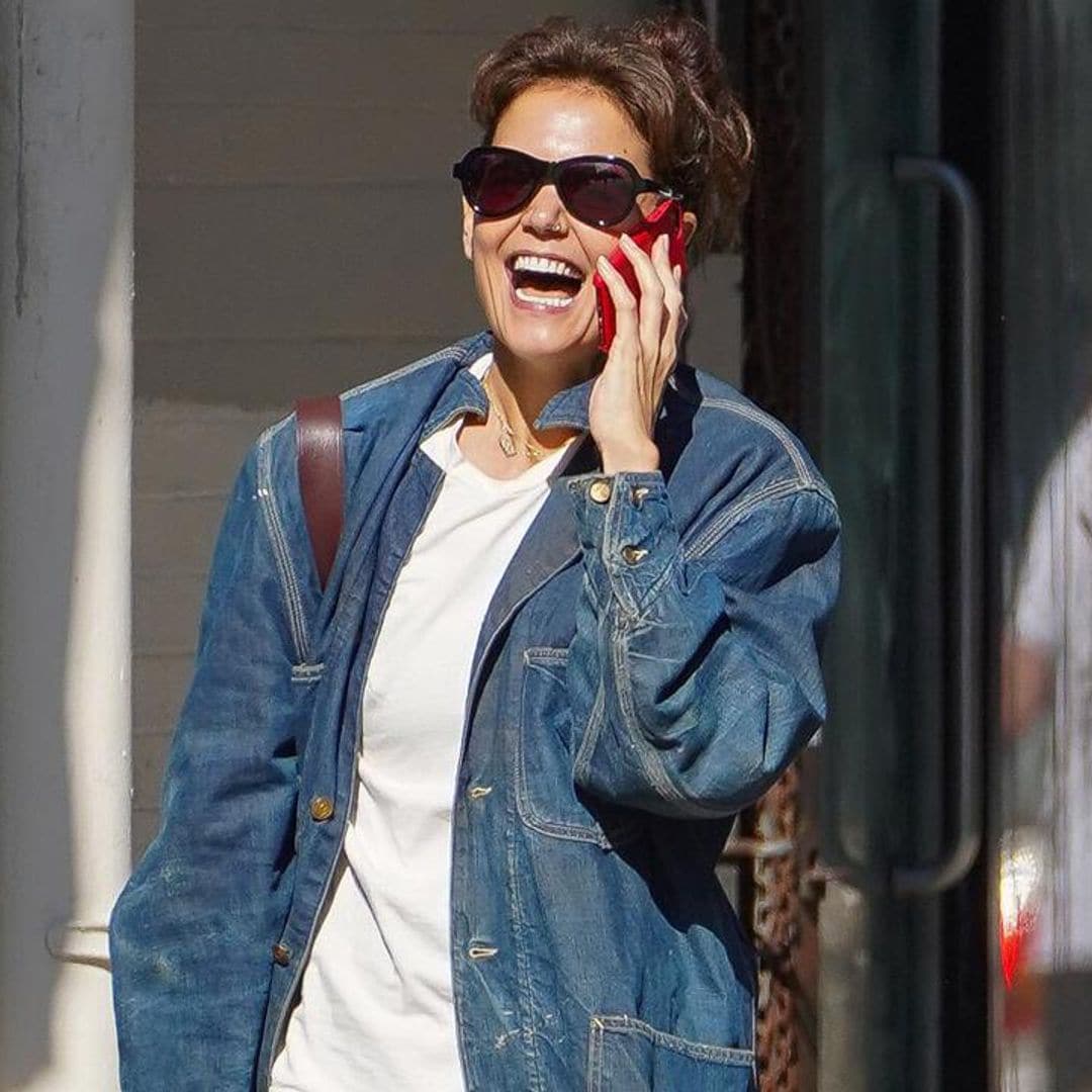 Katie Holmes wears stylish green pants while out in New York