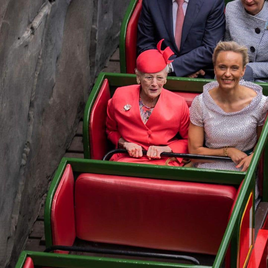 Queen of Denmark goes for a ride on a roller coaster: Watch