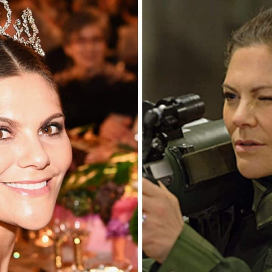 Crown Princess Victoria goes from glam to camo at Armed Forces visit - see the pics!