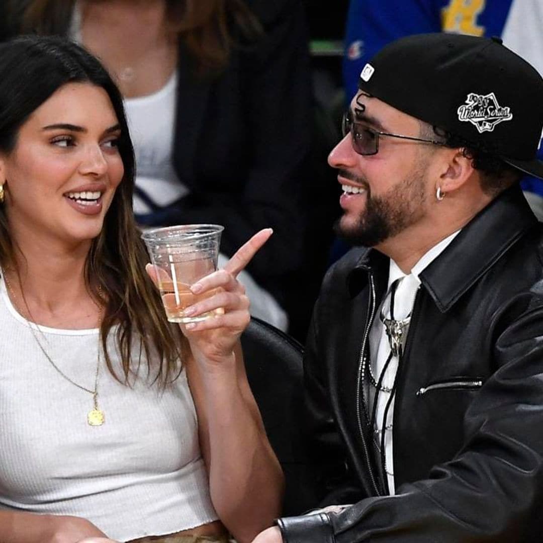 Bad Bunny and Kendall Jenner rocked matching shoes at the Lakers game