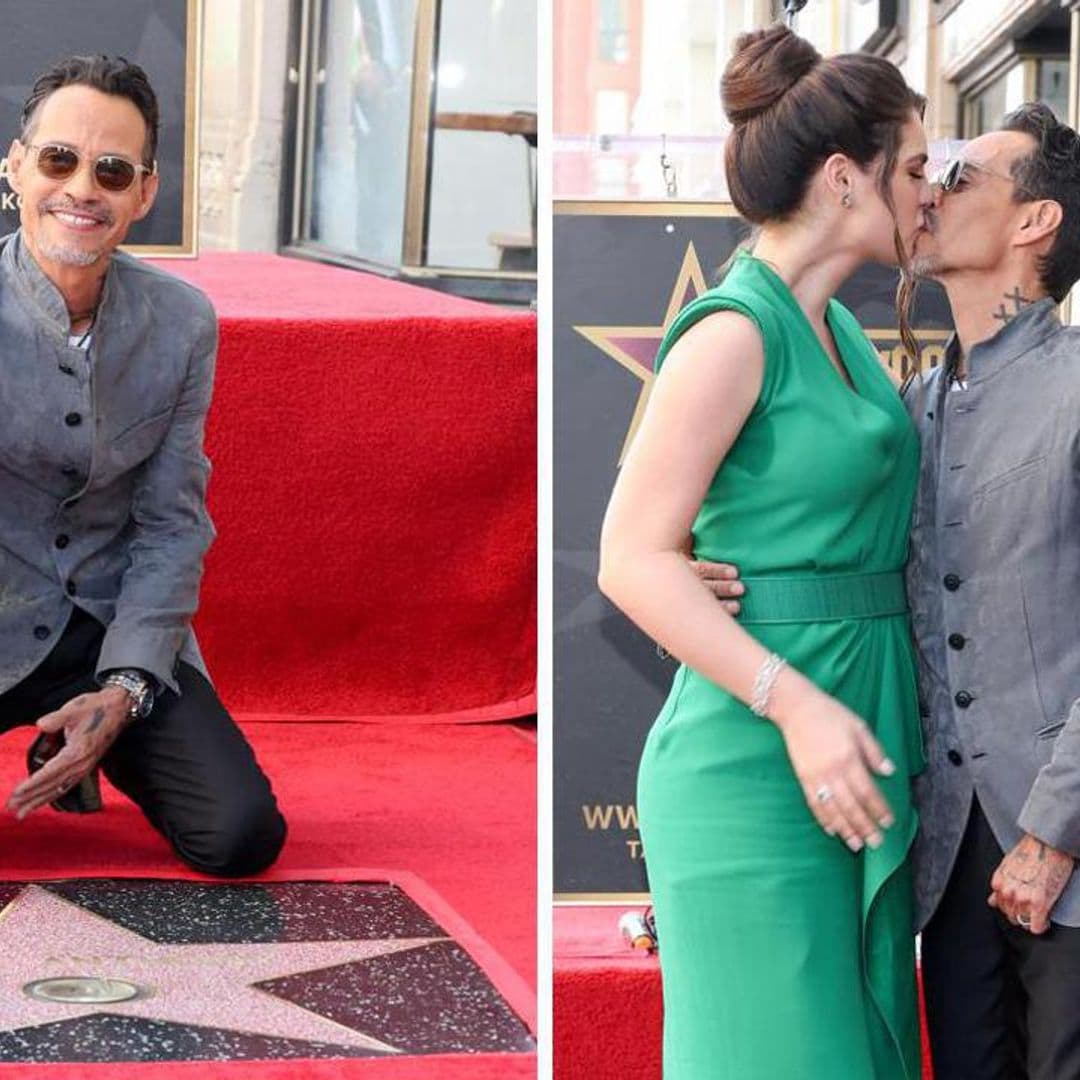 Marc Anthony receives his star on the Hollywood Walk of Fame with Nadia Ferreira and David Beckham’s support