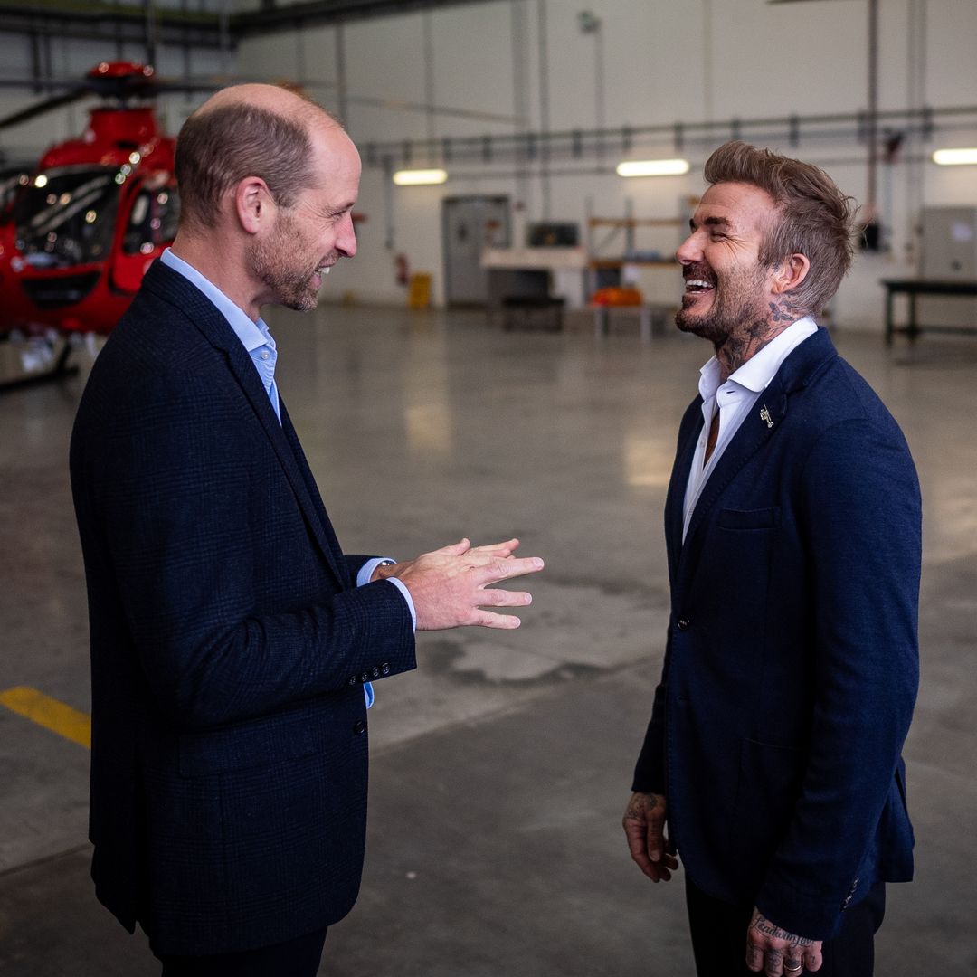 David Beckham joins Prince William on engagement and reveals why he 'had to hide' his excitement