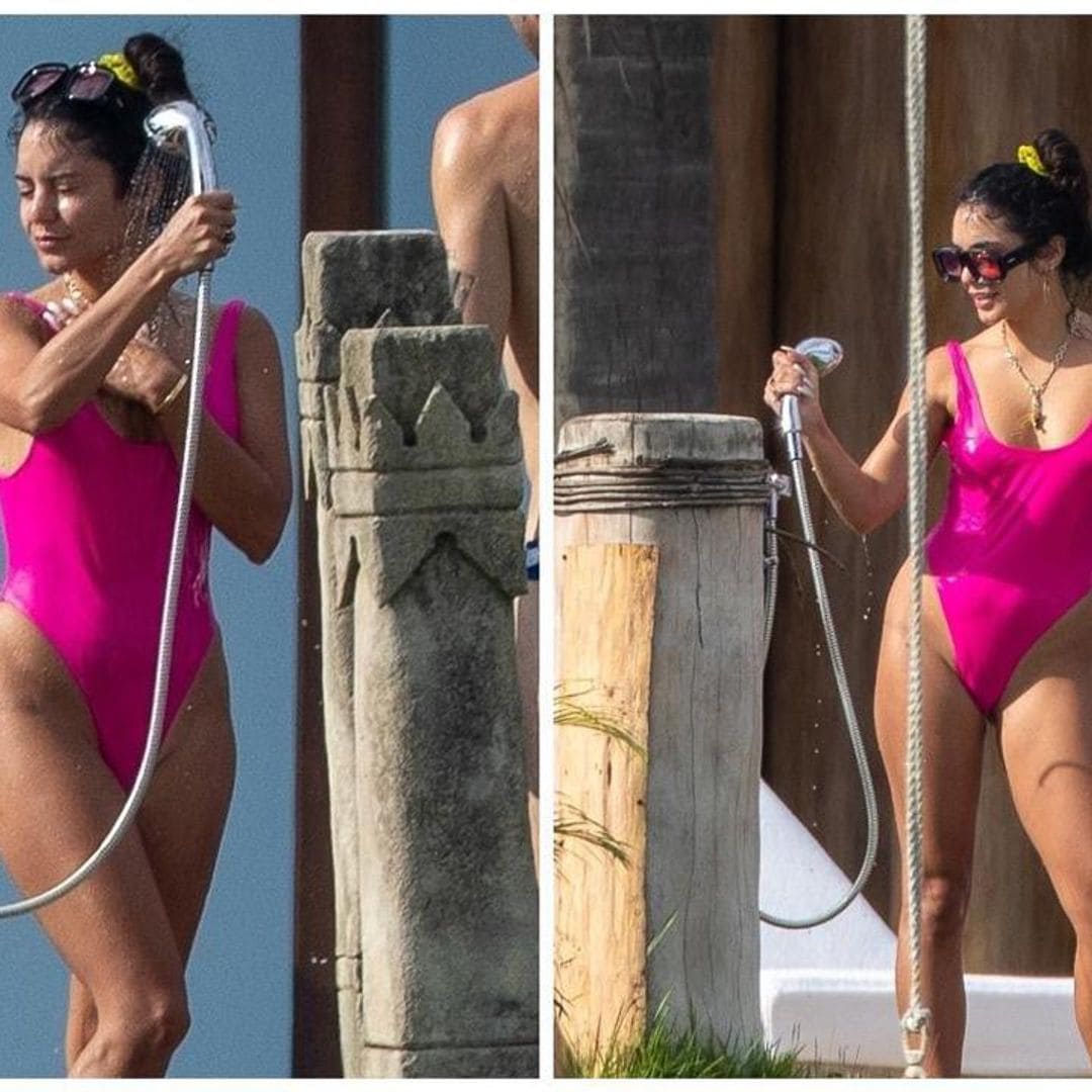 Vanessa Hudgens attends bachelorette party in hot pink bathing suit