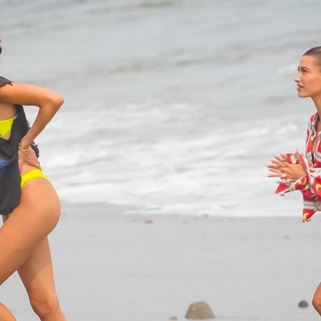 BFFs, Kendall Jenner and Hailey Beiber were spotted together in cheeky bikinis on a beach in Malibu