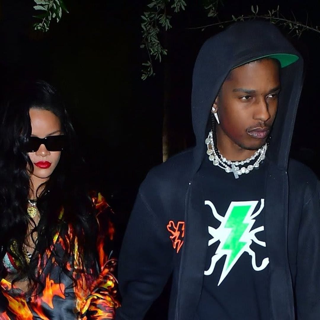 Rihanna and A$AP Rocky wore coordinating flaming hot outfits for a Miami date night