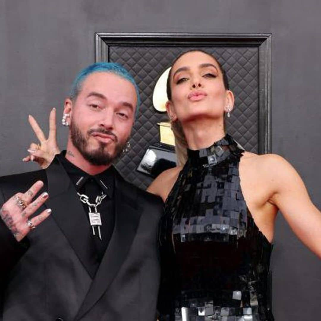 J Balvin and Valentina Ferrer exude style on the 2022 Grammy red carpet