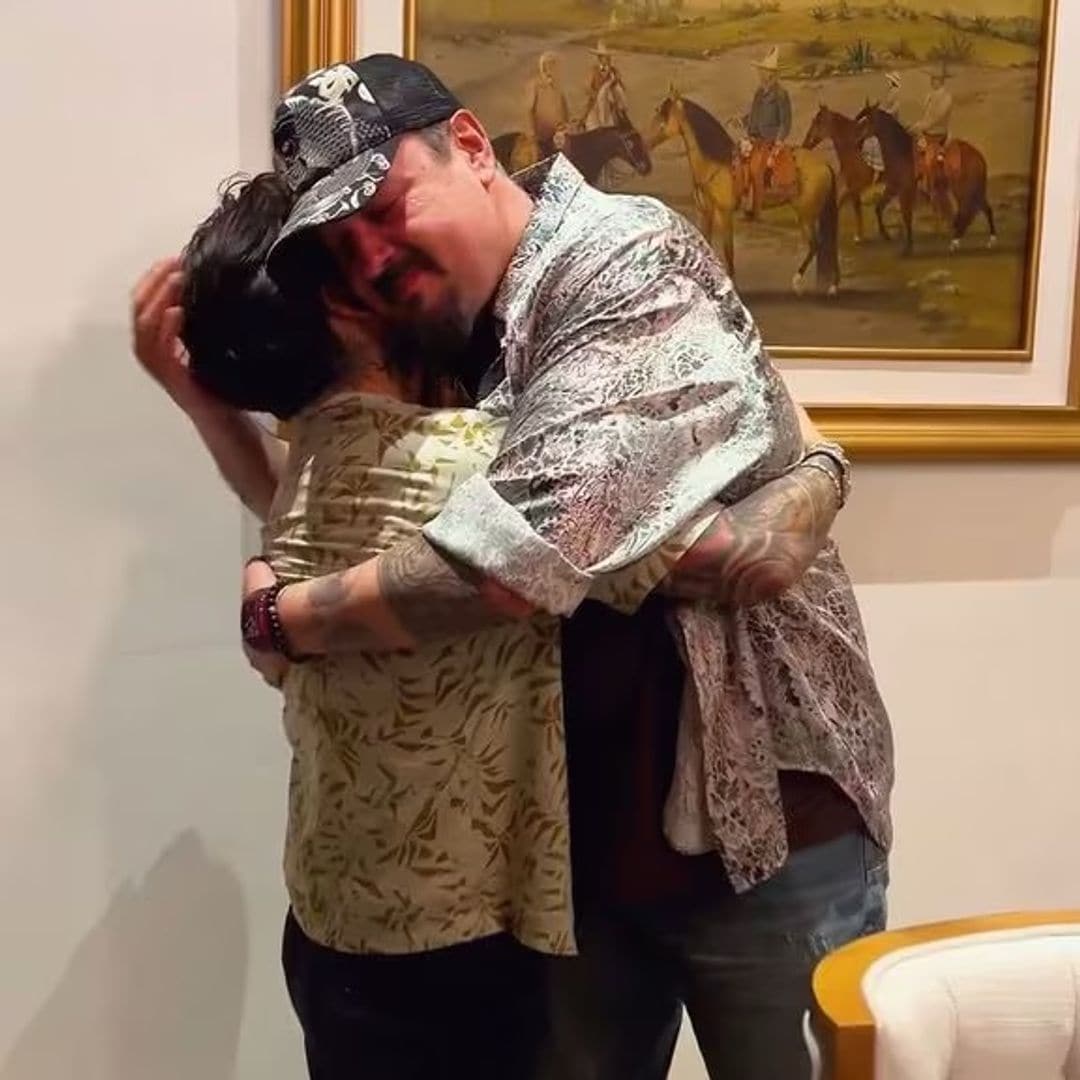 Pepe Aguilar celebrates his 56th birthday with a hug from Christian Nodal