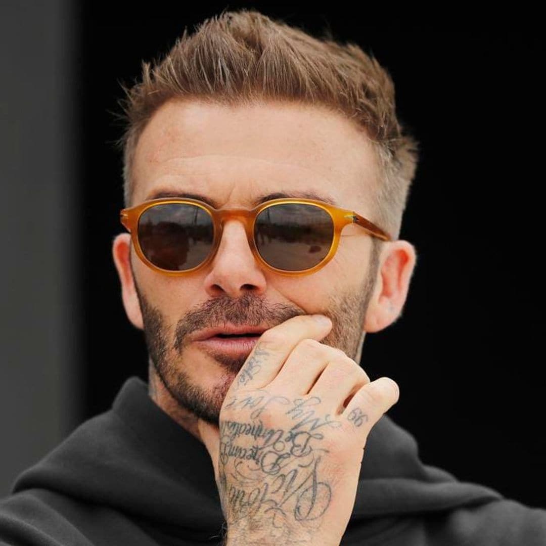 David Beckham gets kisses from Sage