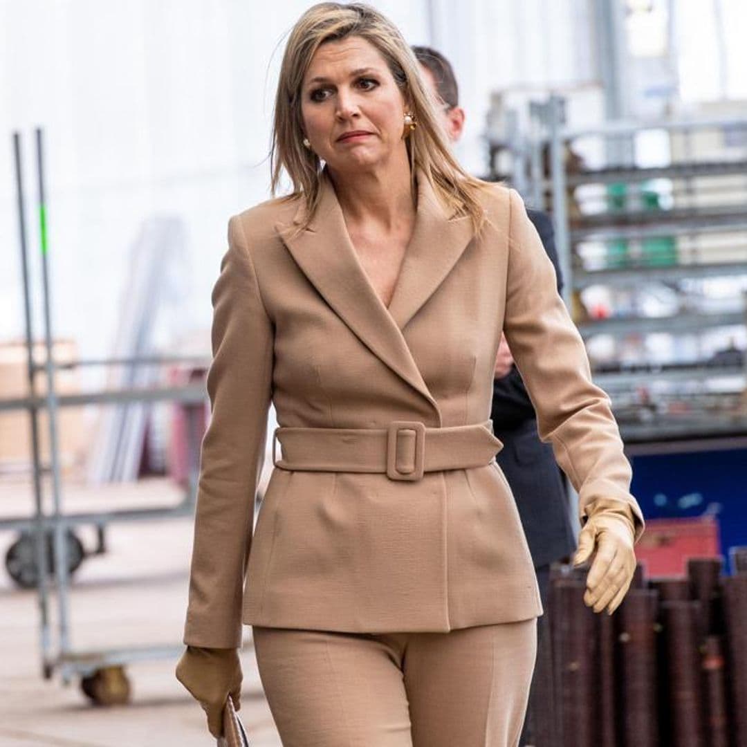 Queen Maxima is taking stylish preventive measures while stepping out during COVID-19 pandemic