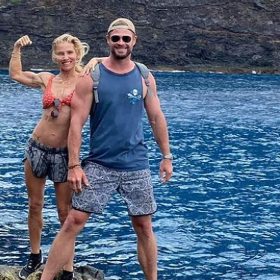 Chris Hemsworth showed off his muscles while on a bike ride with Elsa Pataky