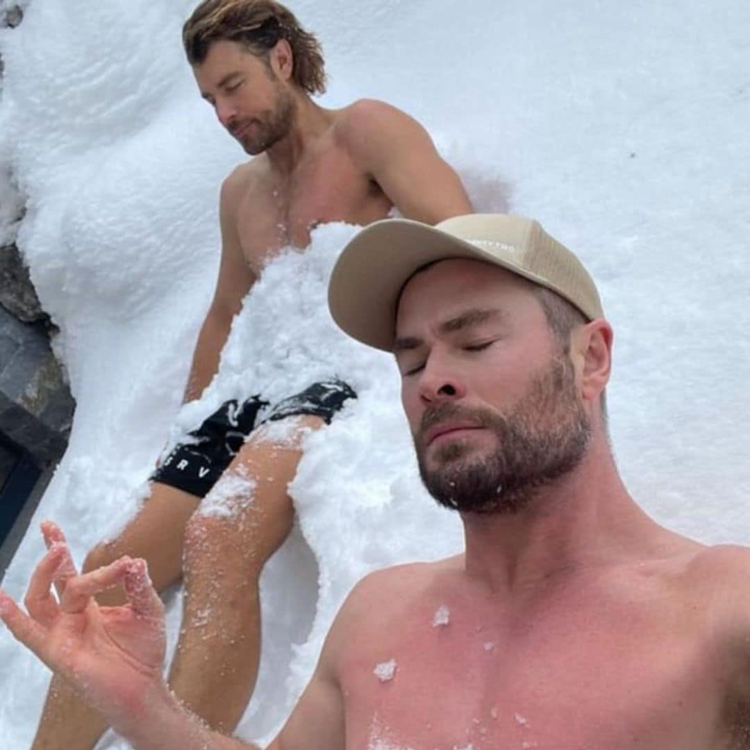 Chris Hemsworth ditches ice baths for a shirtless ‘snow bath’ to soothe his muscles