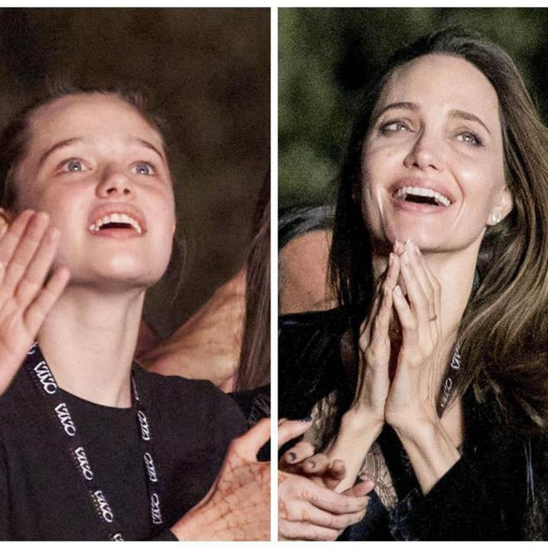 Angelina Jolie and Shiloh Jolie-Pitt seemed starstruck during the Måneskin concert in Rome