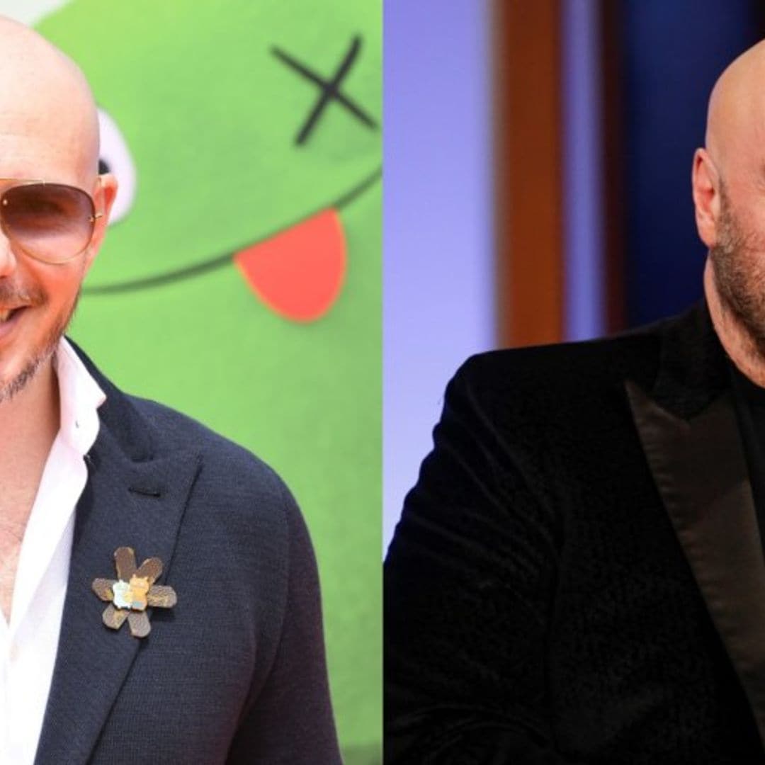 John Travolta reveals that Mr. 305 Pitbull motivated him to rock the bald look!